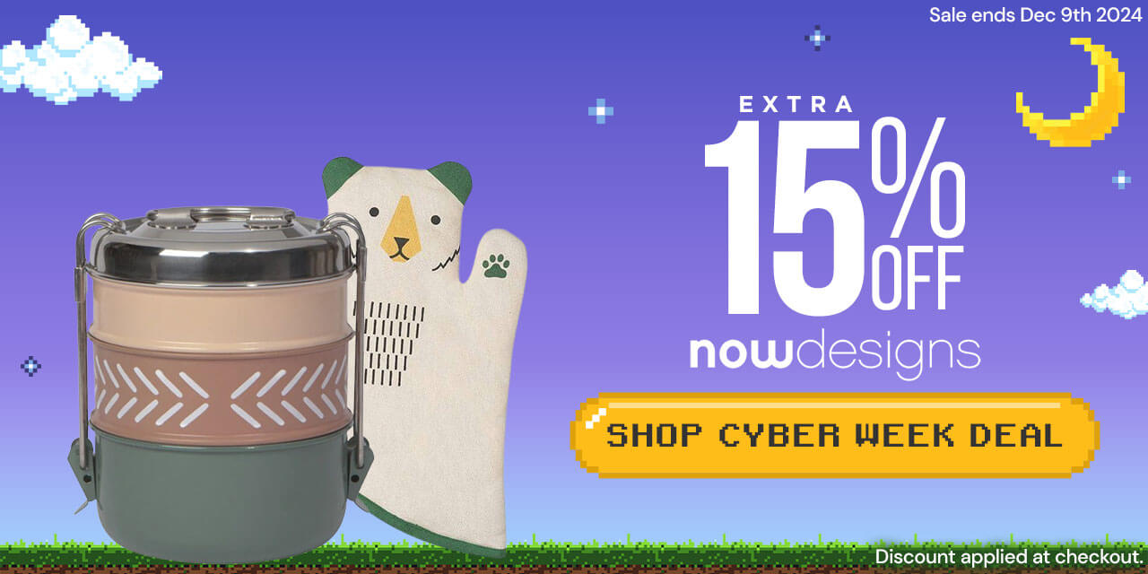 Extra 15% Off Now Designs Cyber Week Deal starry night pixel sky with lunchbox, food container, and oven mitt products